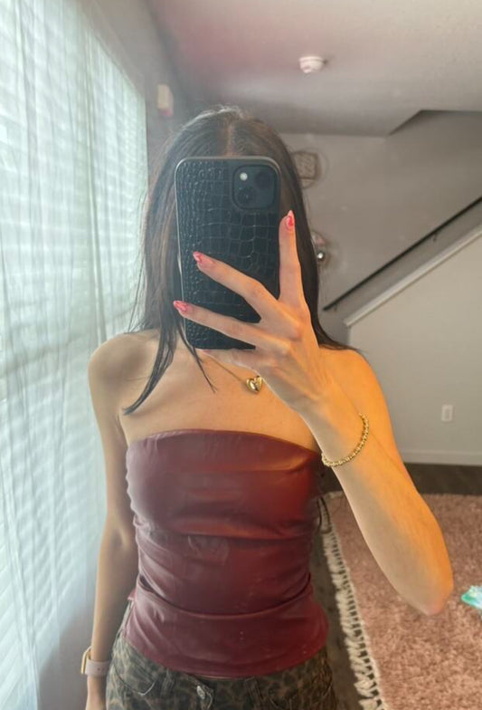 Red Leather Tube Top🐆