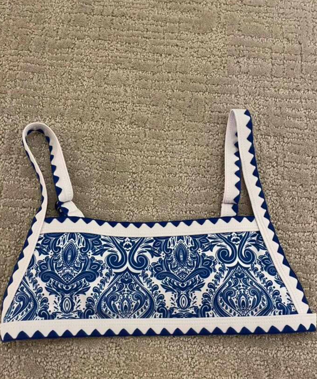 Blue Floral Print Bikini Top👙